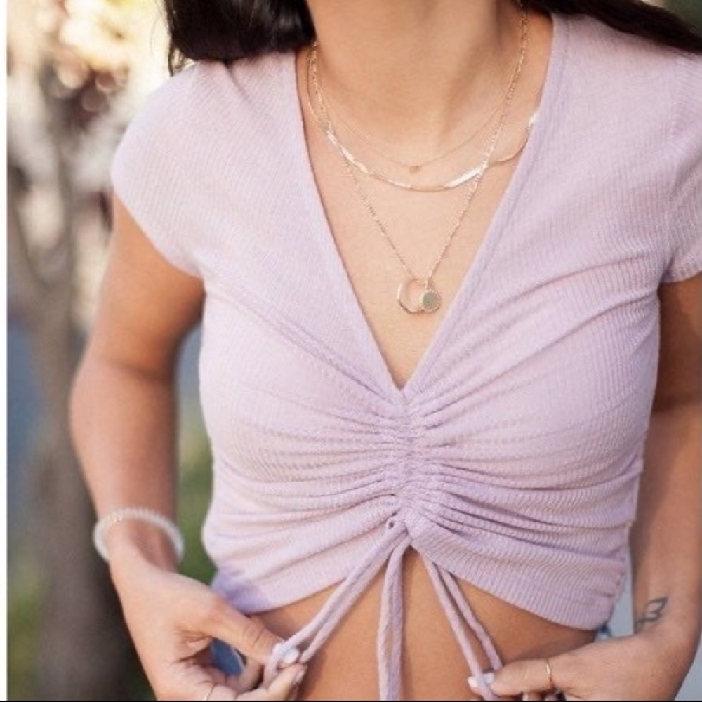 Urban Outfitters Alexa Ruched Front Crop Top Purple